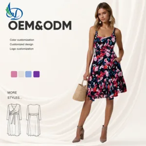 Summer Fashion Women's Maxi Casual Dress New Design Digital Flower One Piece Print Floral Print Plus Size Natural Front