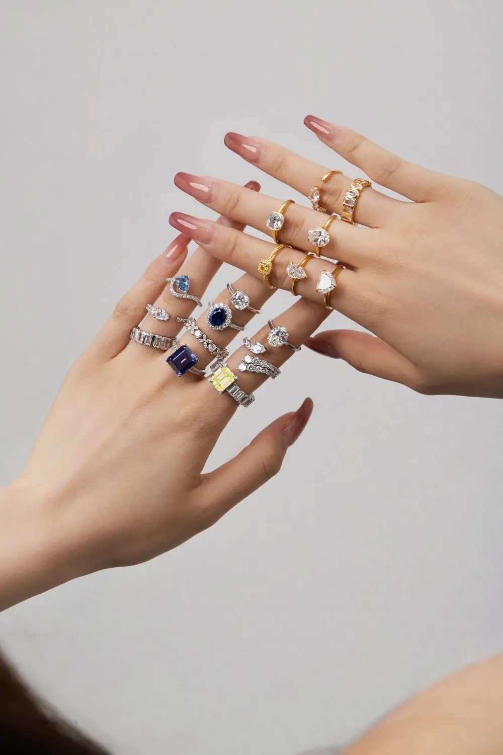 Dylam Simple Design Women 925 Sterling Silver 18k Gold 3 Prong Setting