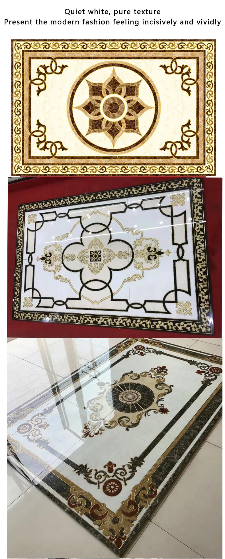 OEM 1200x1800mm Golden Porcelain Polished Decorative Carpet 3d Tiles Crystal flower carpet porcelain 3d floor tiles manufacture