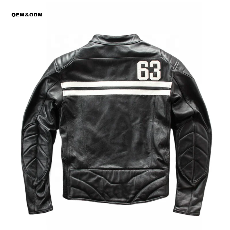High Quality Men's Moto Racing Faux Leather Jacket Waterproof Zipper Closure Embroidered Stand Collar Casual Style for Autumn