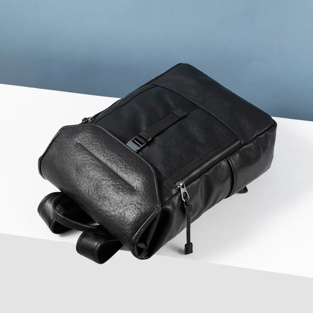 Luxury Stylish Black Color Business Travel Computer Leather Mens Laptop