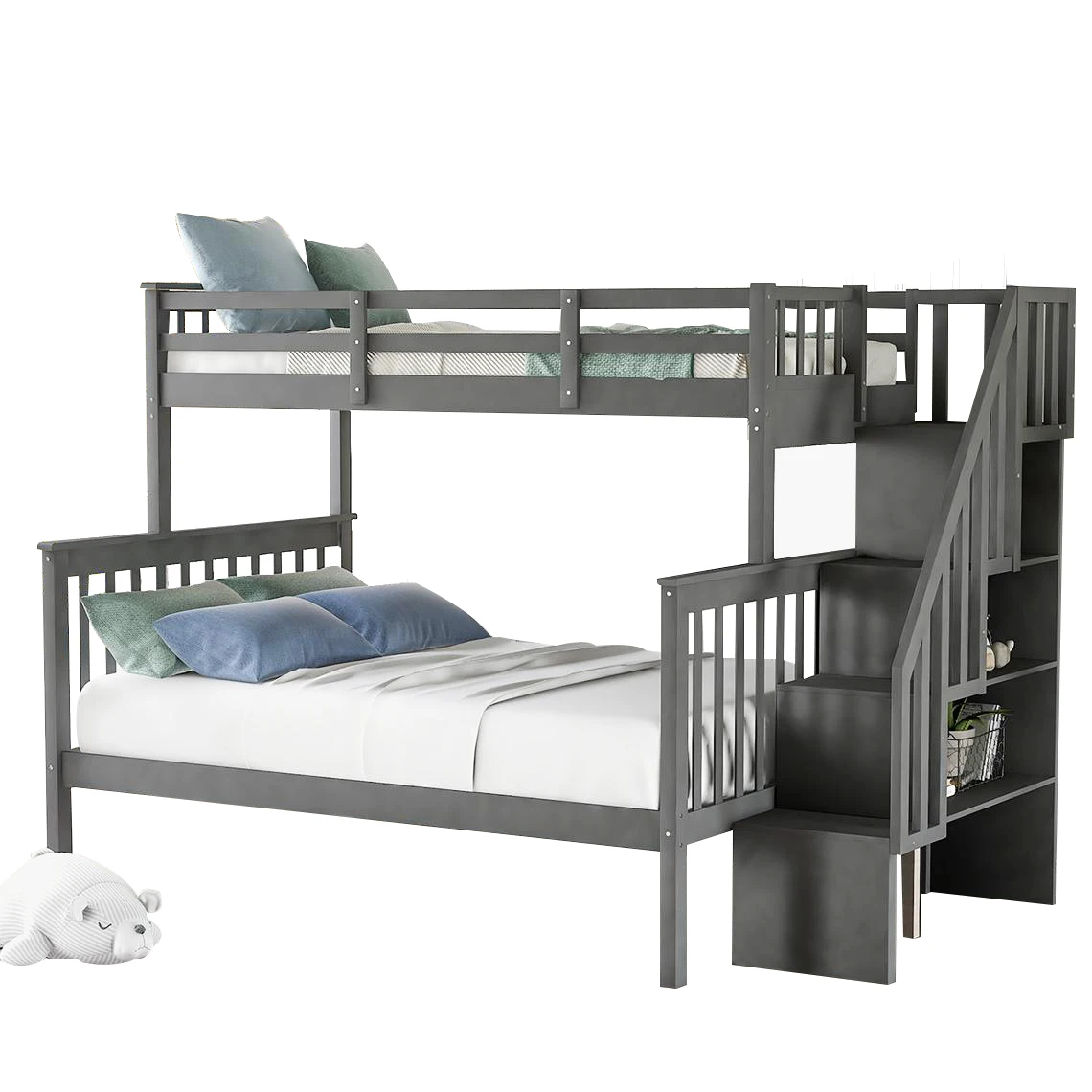 Solid wood bunker bed for kids pine wood double decker bed kids bed with ladder13021230