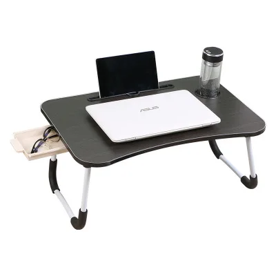 60X40CM Folding Computer Desk With Drawers Bed Folding Desk USB Multifunctional Folding Computer Desk