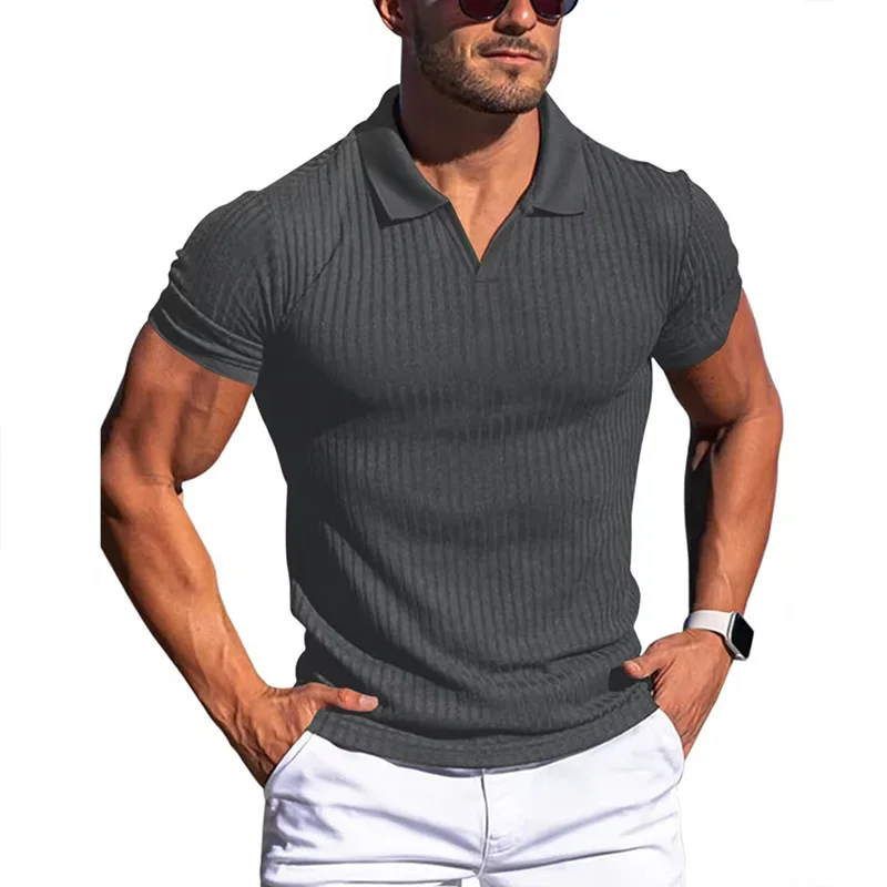 High Quality Breathable Solid Color Slim Fit Casual Sporty Design Men's Short Sleeve Str aperçu 7