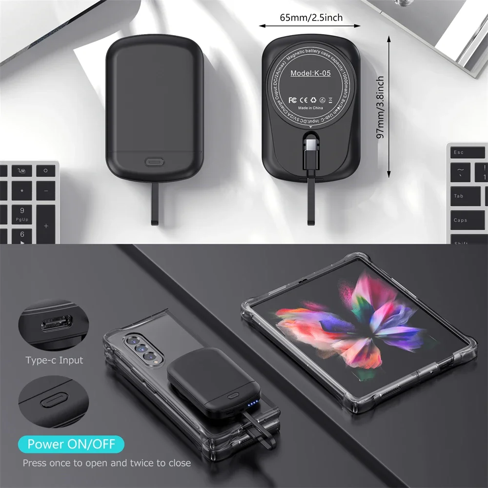 10000mAh Portable Power Bank Charger for Samsung Z Fold 3 & 4