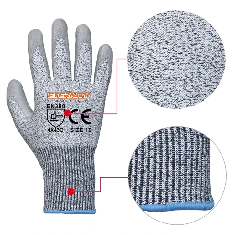 CE EN388 4544 level 5 cut proof, cut resistant gloves