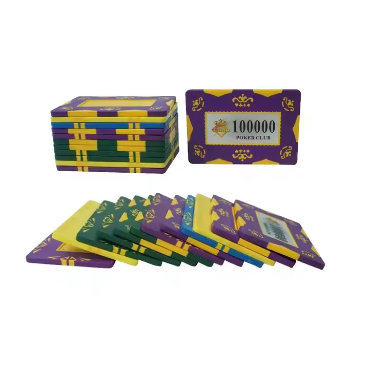 Wholesale Rectangular 40g square Clay Poker Custom logo Sticks or Print for Gambling