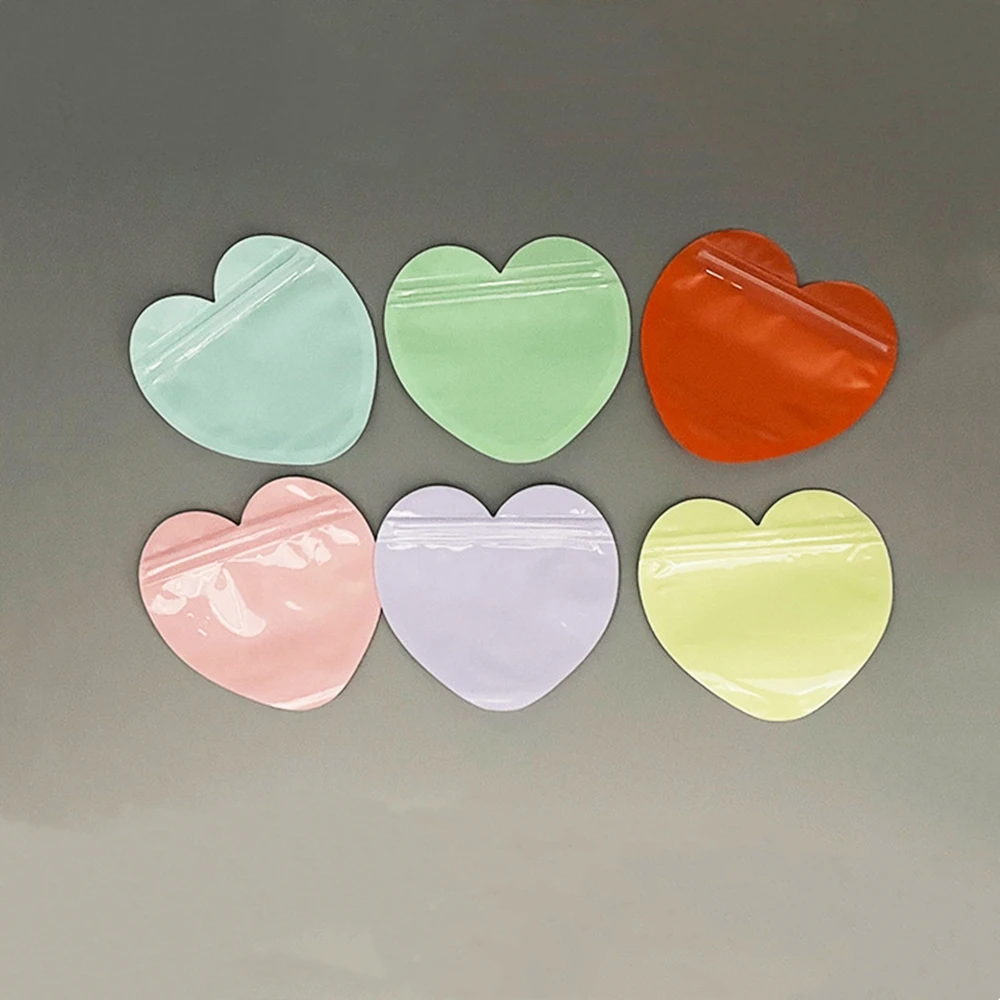 10-100Pcs Pink Heart Shaped Zip Lock Bag Jewelry Pouches Plastic Sealed Bag Wedding Party Birthday Christmas Gift Packaging Bags