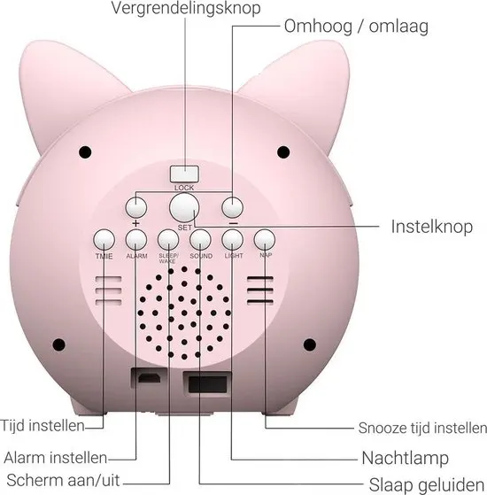 KG-2715 Antique Style Digital Children's Sleep Trainer Clock Cute Cat Design Brightness Changing Feature USB for Household Car - Image 2