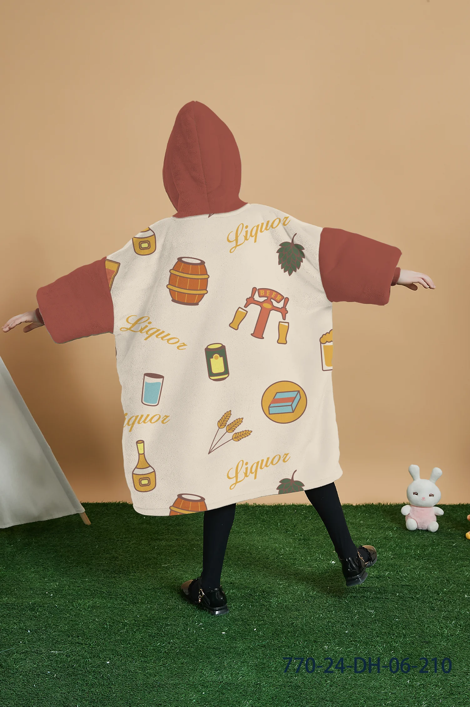 Factory Custom One Size Fits All Printed Christmas Oversized Wearable Giant Hoodie Blanket Sweatshirt Adult Hooded TV Blanket