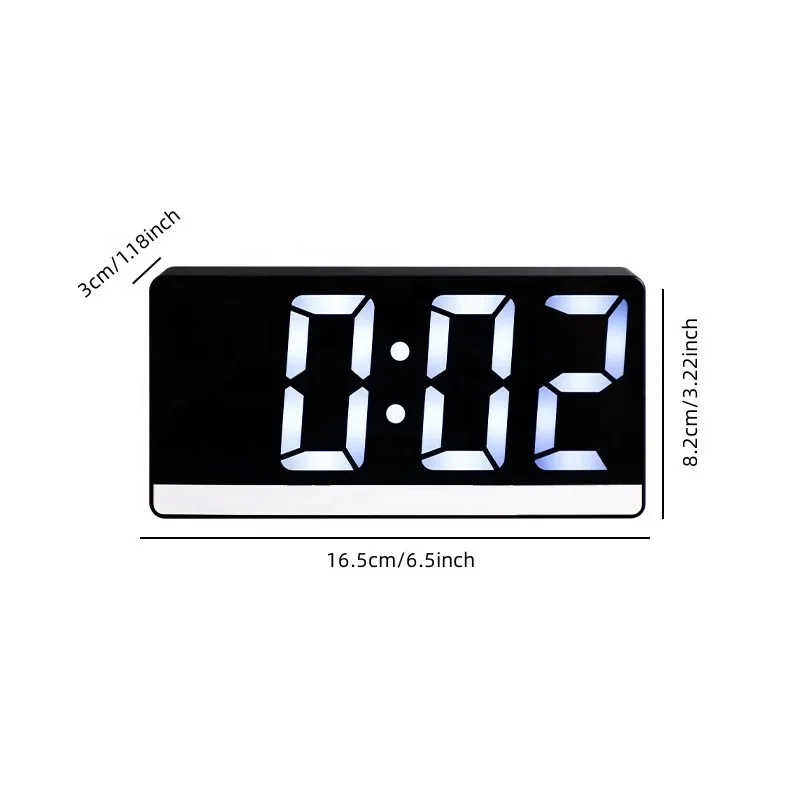 Voice Controlled Digital Led Mirror Clock With Display Time Temperature for Bedroom Office