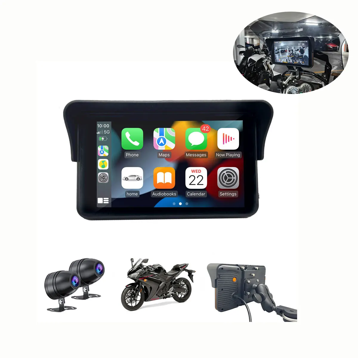 2025 Motorcycle GPS Navigation 7 Inch HD Touchscreen IPX7 Waterproof Wireless Carplay Android Auto Universal for Harley BMW