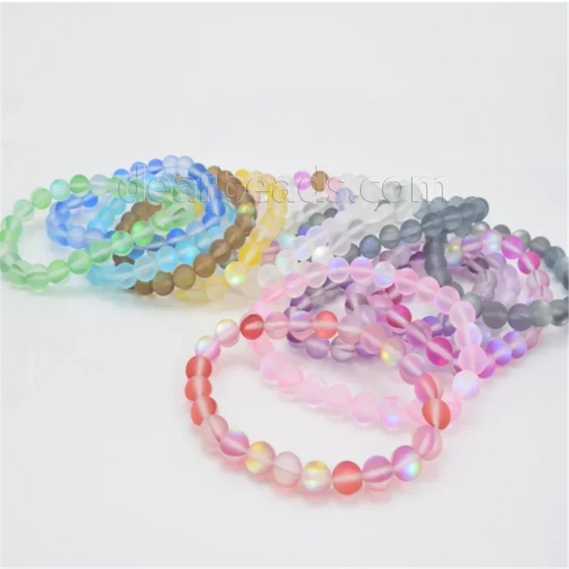 Multi Colors Matte Mystic Aura Quartz Beaded Bracelet Crystal Beads for Jewelry Making 6mm 8mm 10mm