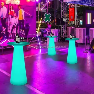 Modern LED Illuminated Rechargeable Lounge Table for Home Bar Living Room Hotel School Park Outdoor Furniture Made of Plastic