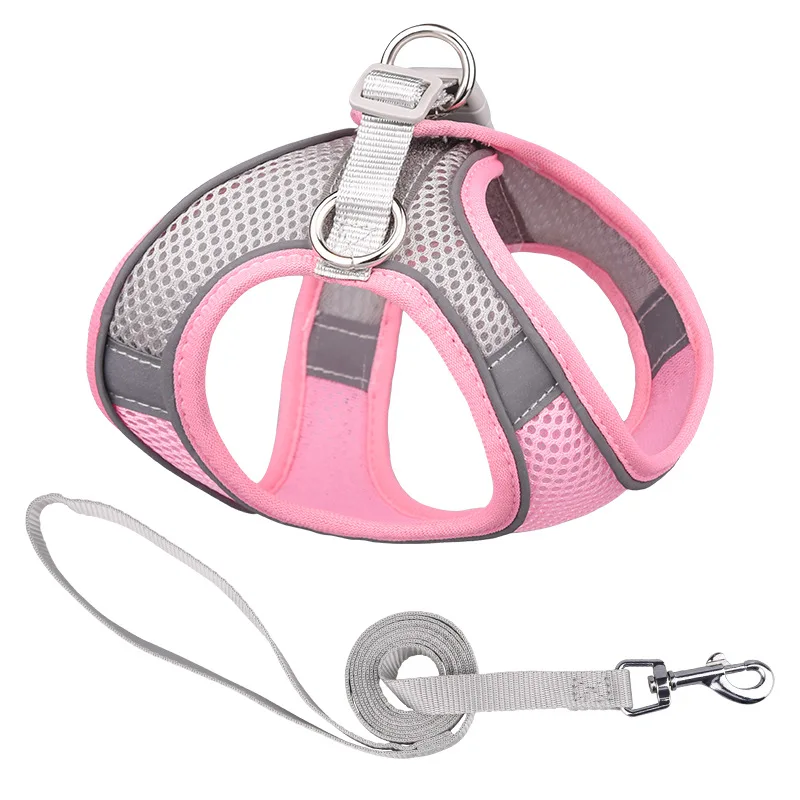 Custom Personalized Luxury Soft Breathable Mesh Pet Dog Harness and Leash Set details