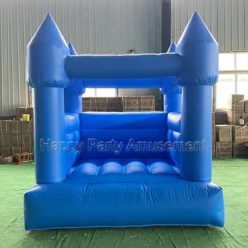 Kids children small bouncy castle white inflatable jumper 8x8 blue bounce house mini with air blower