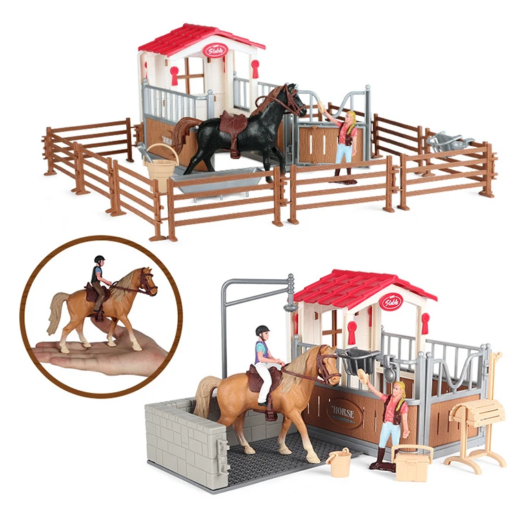 Qs Toys Kids Play Horse Ranch Figurines Plastic Toy Animals Horse Farm ...