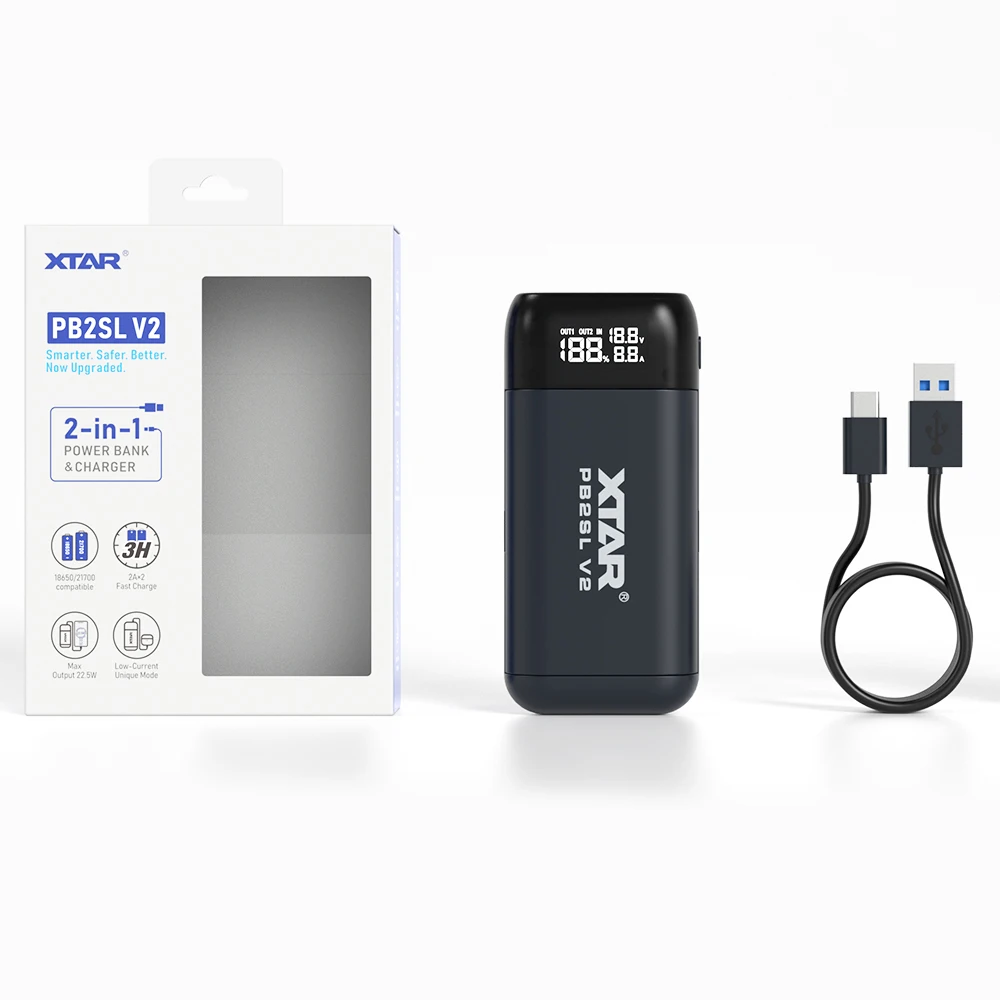 XTAR PB2SL Power Bank - Fast Charging for 18650 Batteries