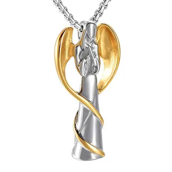 Cremation Jewelry Pendant Guardian Angel Ashes Necklace Fancy Exquisite Women Jewelry Wing Pendant Necklace Gold Plated Wing