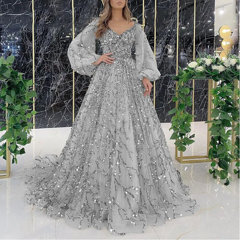 Beautiful Woman Long Flower Gown Women's New Temperament Banquet Long Dress  Party Evening Girl Elegant Dress Evening Party Dress