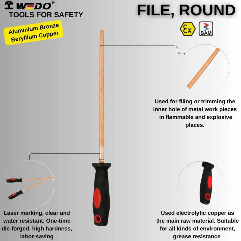 Сертификат WEDO BAM ATEX FM неискрящий алюминиевый бронзовый бериллиевый Медный Круглый Файл