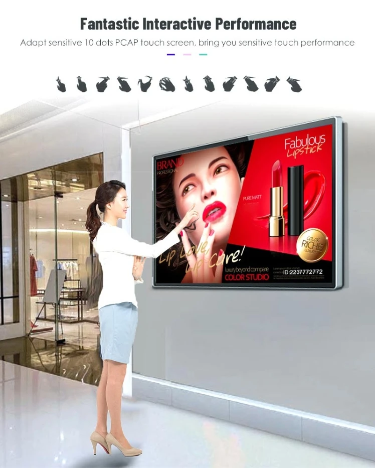 Video Wall Screen Android Wifi Lcd Digital Signage Eco-friendly Kiosk Video Advertising 21.5 Inch Black Hanging SDK 4GB 30000