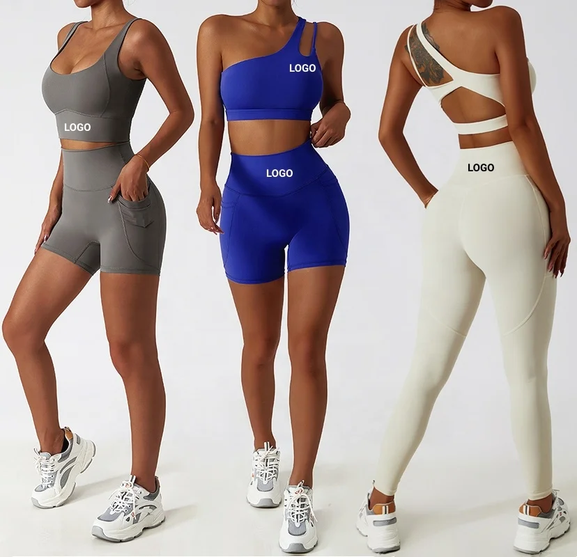 Naked Feel Gym Set Women Workout Clothes High Waist Yoga Shorts