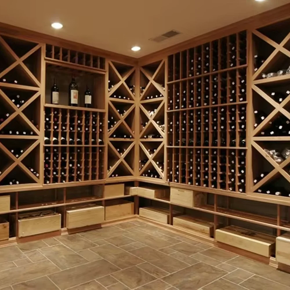 Grand Casier à Vin En Bois Pour 48 Bouteilles – Convient Champagne Et Bourgogne