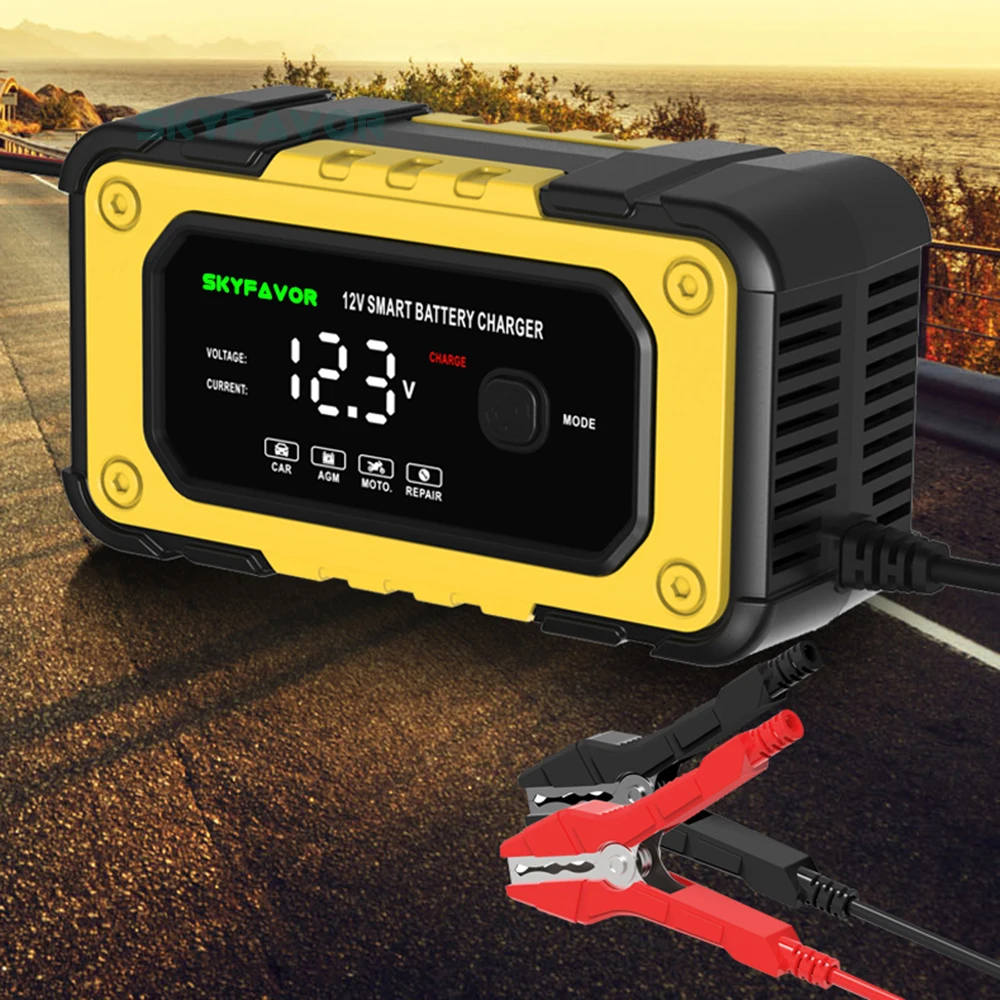 Factory price 12v 60ah battery charger 12V 6A fast agm gel arm lead acid deep cycle pulse repair automatic car battery charger