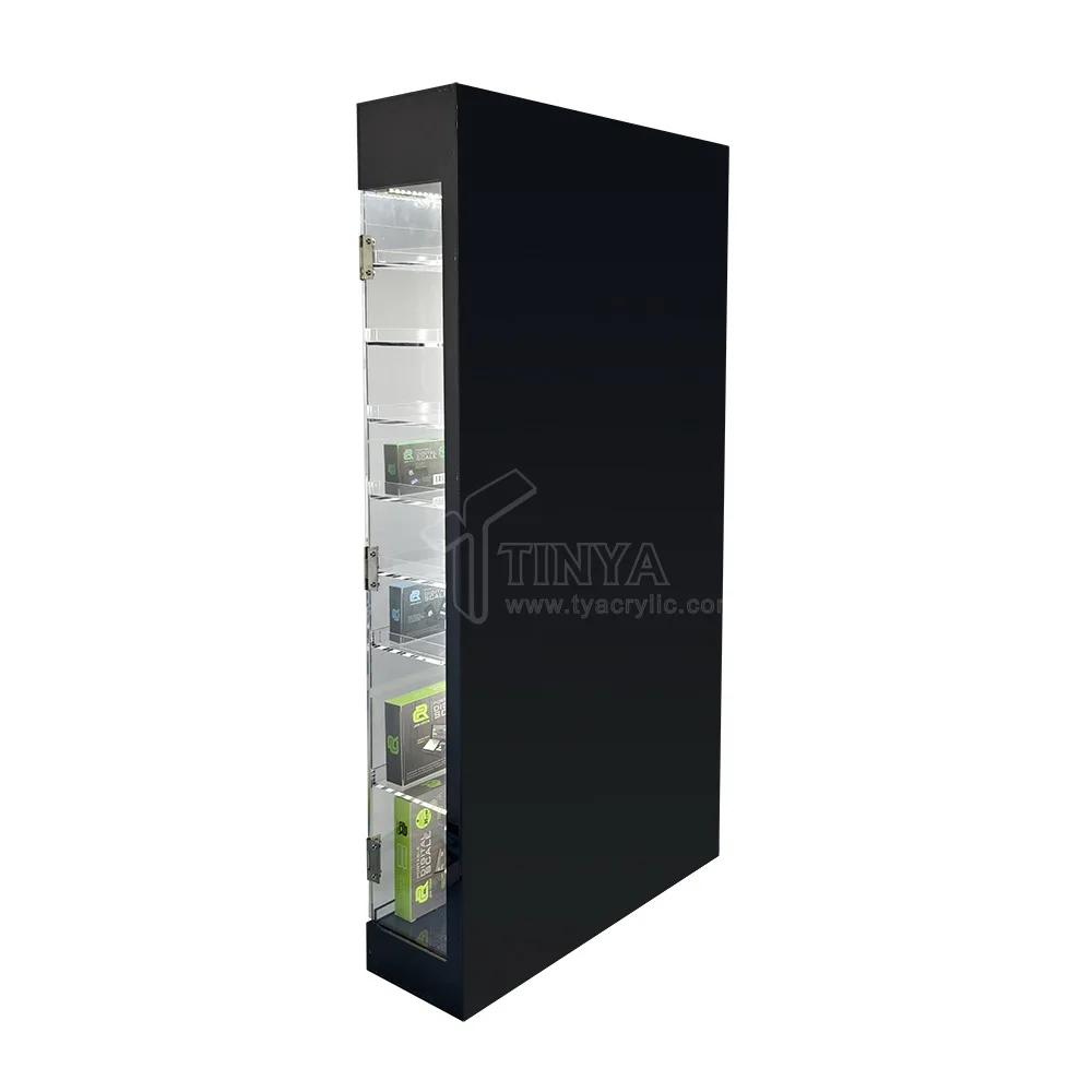 High Quality Smoke Shop Display Showcase With Led Light Lockable Glass Cabinet Display Cases for Smoke Shop