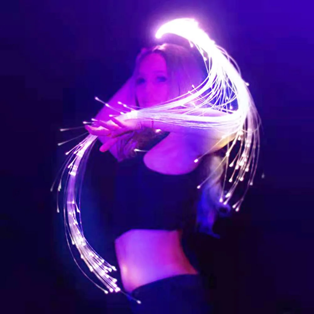 LED Fiber Optic Whip 360° Rotation Swivel Bright Light Up Rave Toy Flow  Dance
