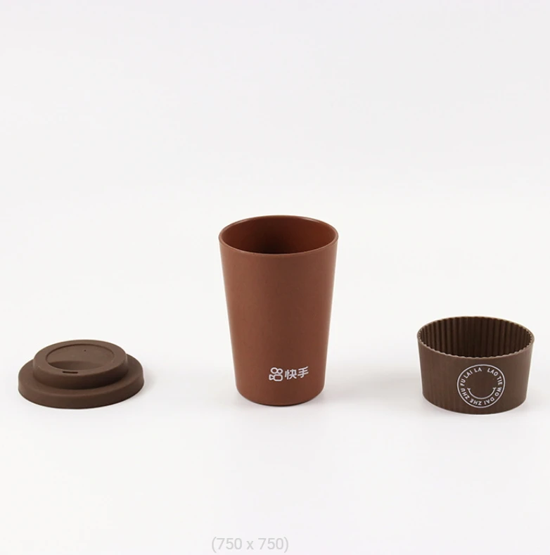 定制生态友好型可重复使用咖啡杯,带盖咖啡渣