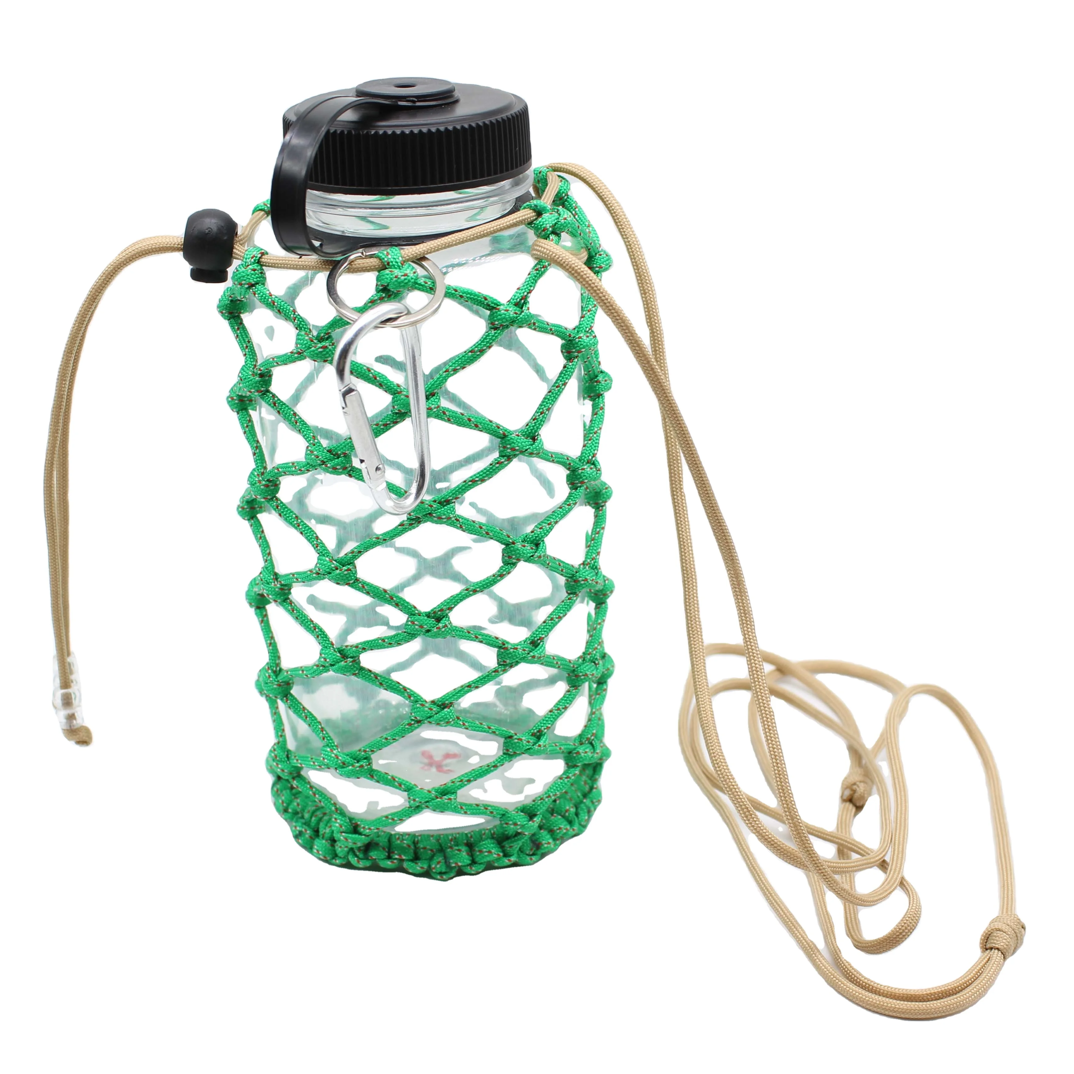 QICAIPO Water Bottle Carrier, Paracord Net Handle Holder Fits