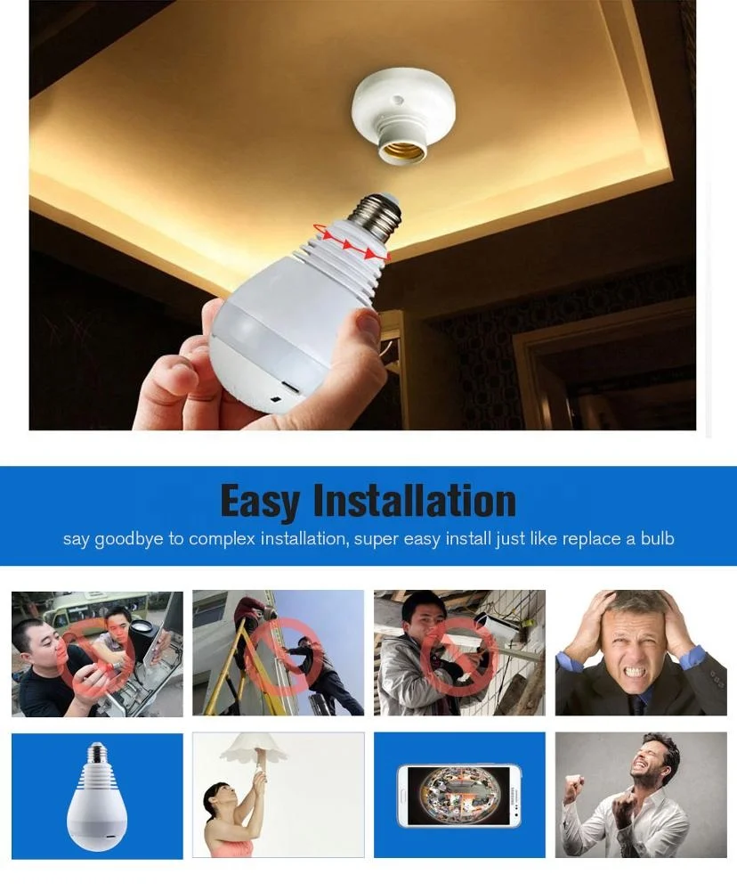 CCTV Invisible Hidden Camera Light Bulb 360 Degree Fisheye