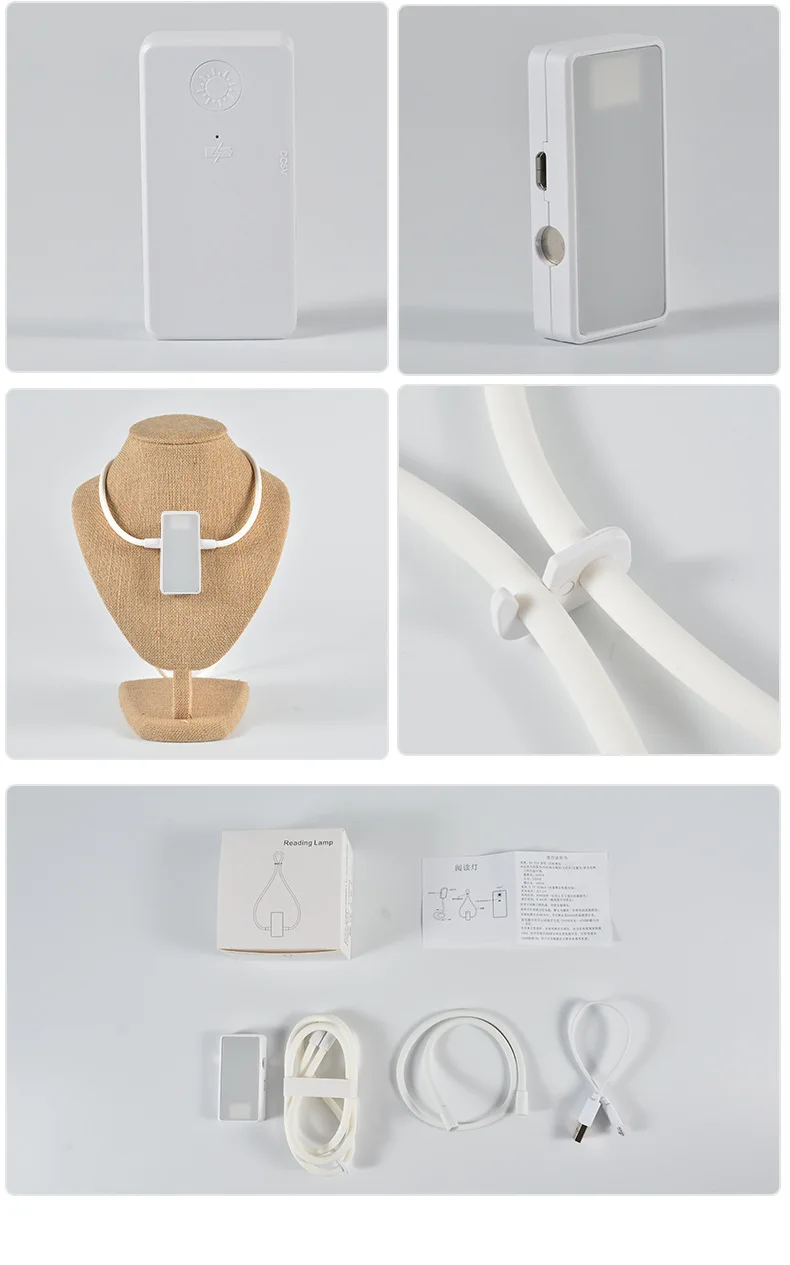Flexible Rechargeable LED Neck Light Foldable PC Material for Hands-Free Indoor Lighting School Living Room Available White