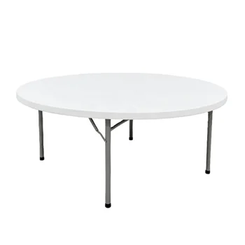72 inch 6FT White Foldable Outdoor Dinning Party Banquet Plastic Folding Round Table for Sale