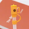 Vaso naranja grande bolsa 10mm con pajita-pajita transparente