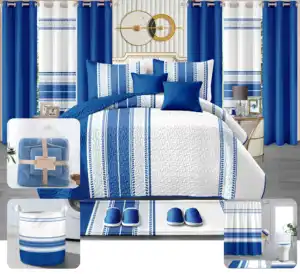 All American Collection 24pcs Modern Reversible Floral Home Bedroom Bedspread Coverlet Quilt Set