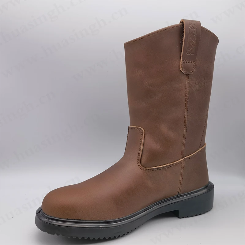 Cmh,Long Tube Oil Wax Leather Brown Mining Security Boots Anti-smash Pu ...