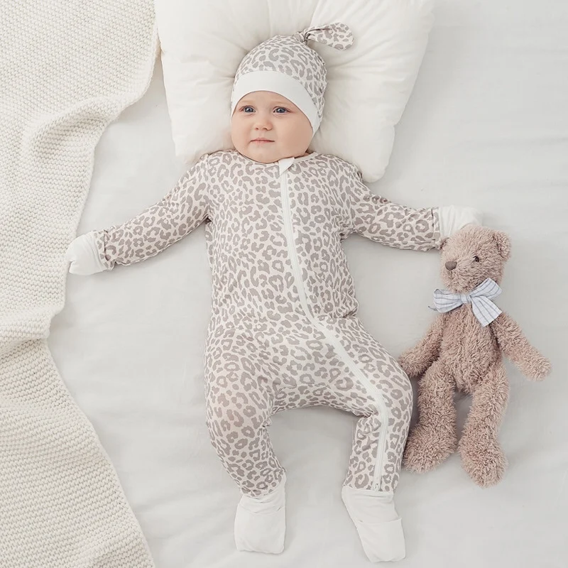 Wholesale Custom Dual Zipper Fold Over New Born Baby Rompers Baby Girl