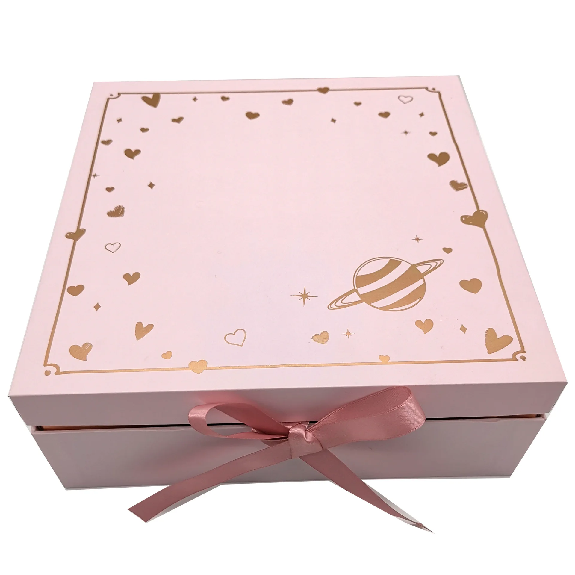 Custom Pink Fold Box Rigid Box Delicate Gift Packaging Cosmetic Packaging Box Logo Customized Eco Friendly