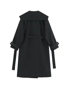 Cap for Multi New Korean Style Mid-length Trench Coat Women's 2023 Popular British Knee-high Coat Spring and Autumn