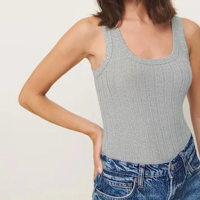 Light Grey Knitted Sleeveless Top High Quality and Breathable for Daily & Casual Outfits