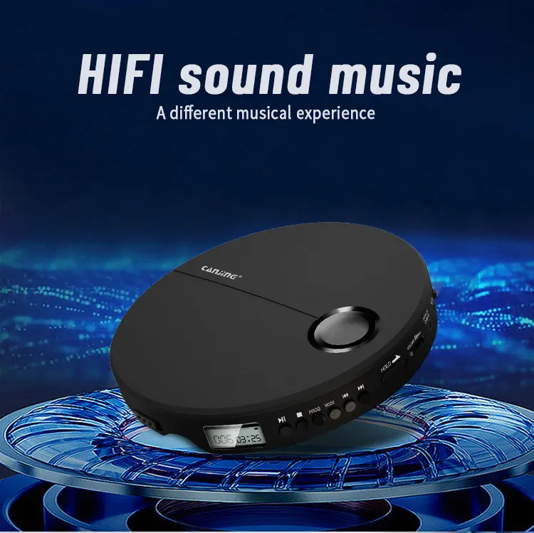 Портативный CD-плеер discman для подключения bluetooth с небольшим экраном и встроенным аккумулятором противоударный