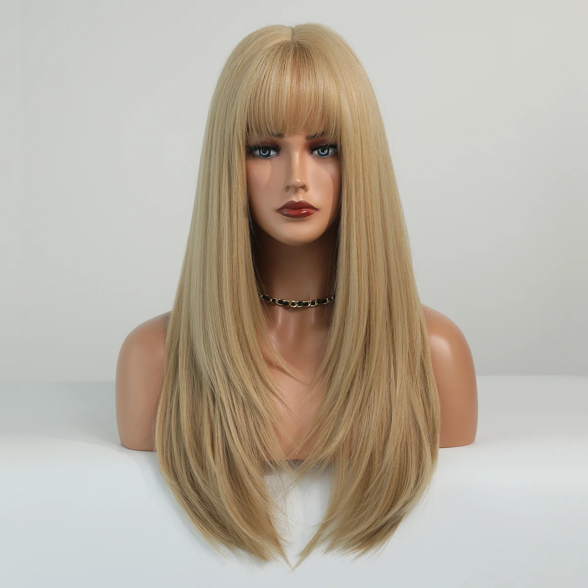 Parrucca da donna, stile a caschetto, con frangia, capelli arrone
