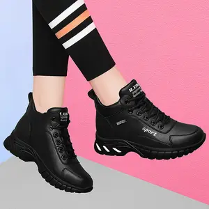 Fashion New Walking Style School Shoes Customized Logo Pu Leather Women's Black Shoes