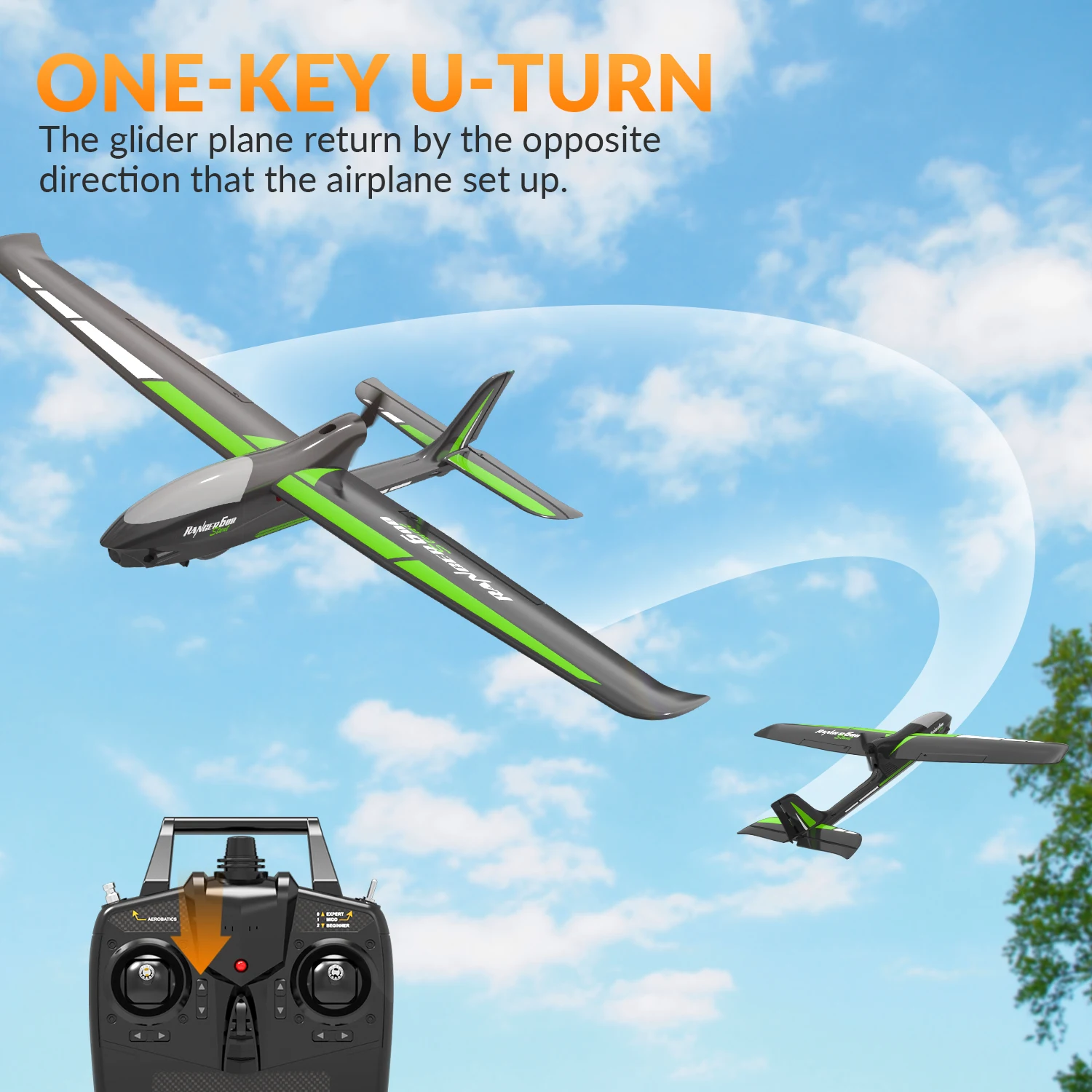VOLANTEXRC RTF Fixed-Wing Remote Control Foam Stunt Plane Toy 60cm Electric RC Glider Airplane Model(761-2S))