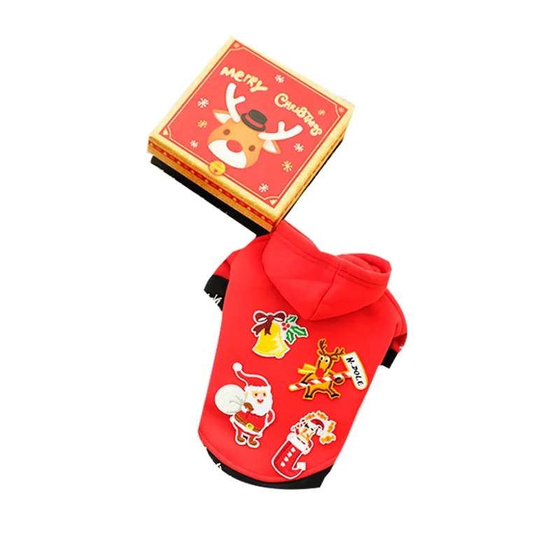 Зима теплая одежда для собак Рождество принт хлопок вышивка