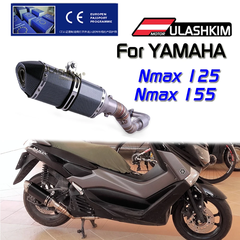 Motorcycle Exhaust Muffler 304 Stainless Steel Muffler Motorcycle Exhaust  NMAX 155 NMAX 125 N MAX155 Exhaust Muffler