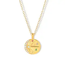 Carline Fashion Sterling Silver Crescent Moon Necklace 18k Gold Plated Sun and Moon Pendant Necklace Women's Jewelry